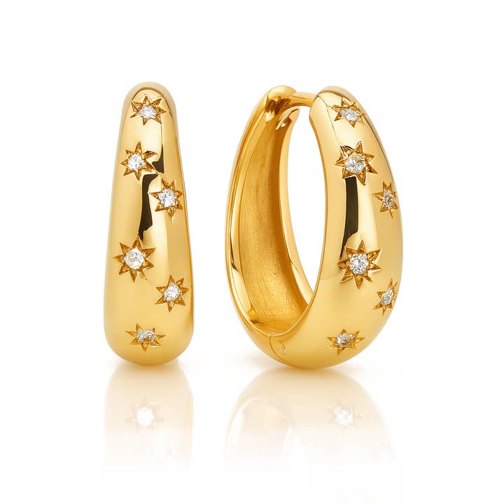 Cosmic Star Abba Hoops pour la vente par Elizabeth Stone Jewelry