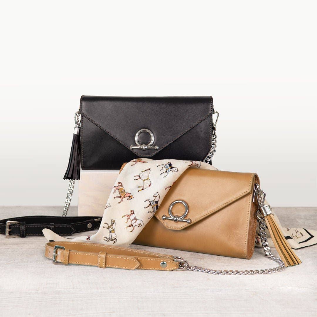 URBAN-EQUESTRIAN - Wholesale Crossbody Bag - Women's - Del Mar - Horse Bit Crossbody Luxury Leather Handbag in Caramel12