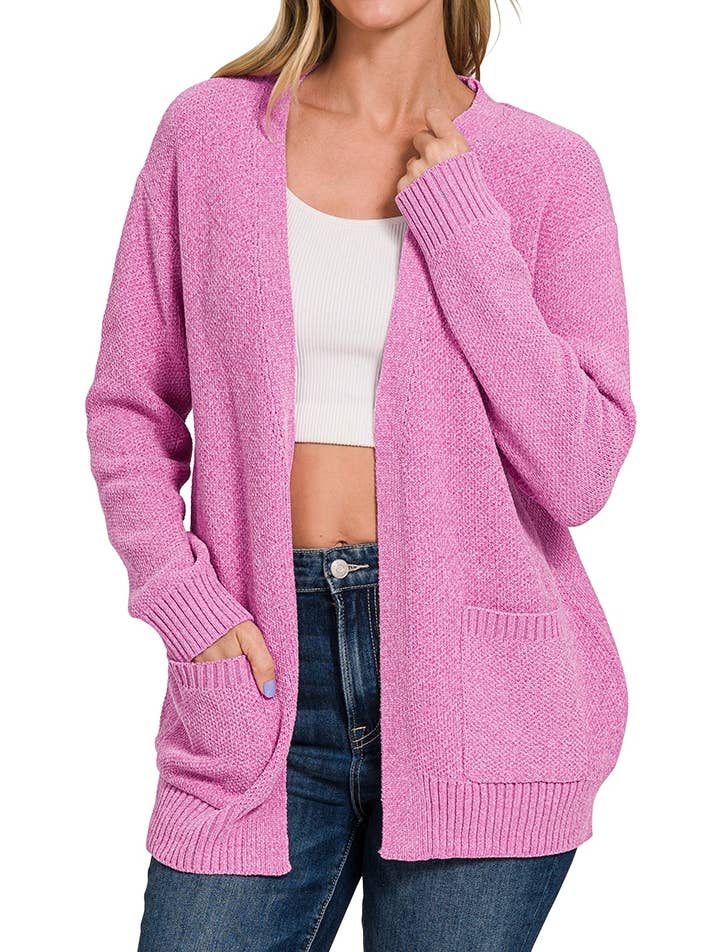 Melange Open Front Sweater Cardigan for wholesale by Vanilla Monkey