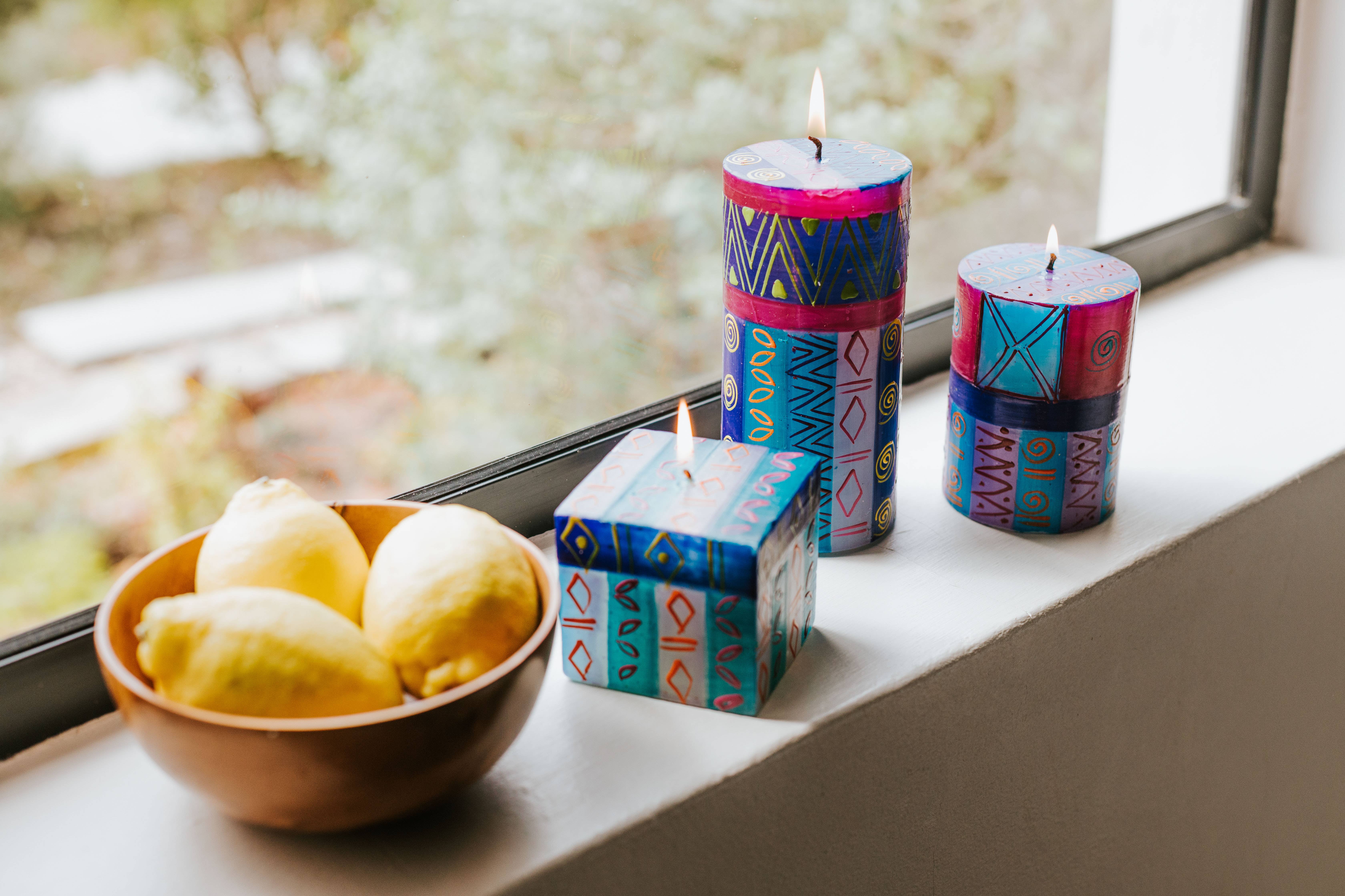 Thumbprint Artifacts - Wholesale Pillar Candle - Blue Moon Candle6