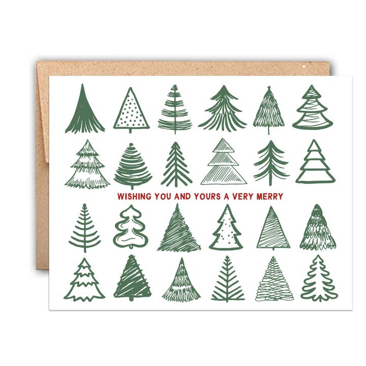 Wishing You and Yours Letterpress Holiday Card for wholesale by Stack Paper Press