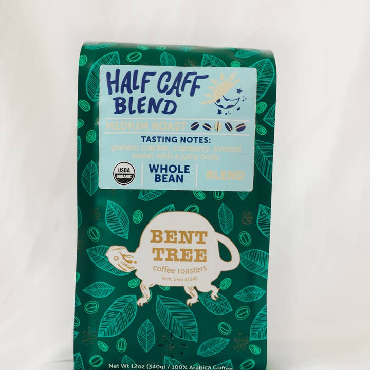 Half Caff Blend - Café biologique en grains entiers pour la vente par Bent Tree Coffee Roasters
