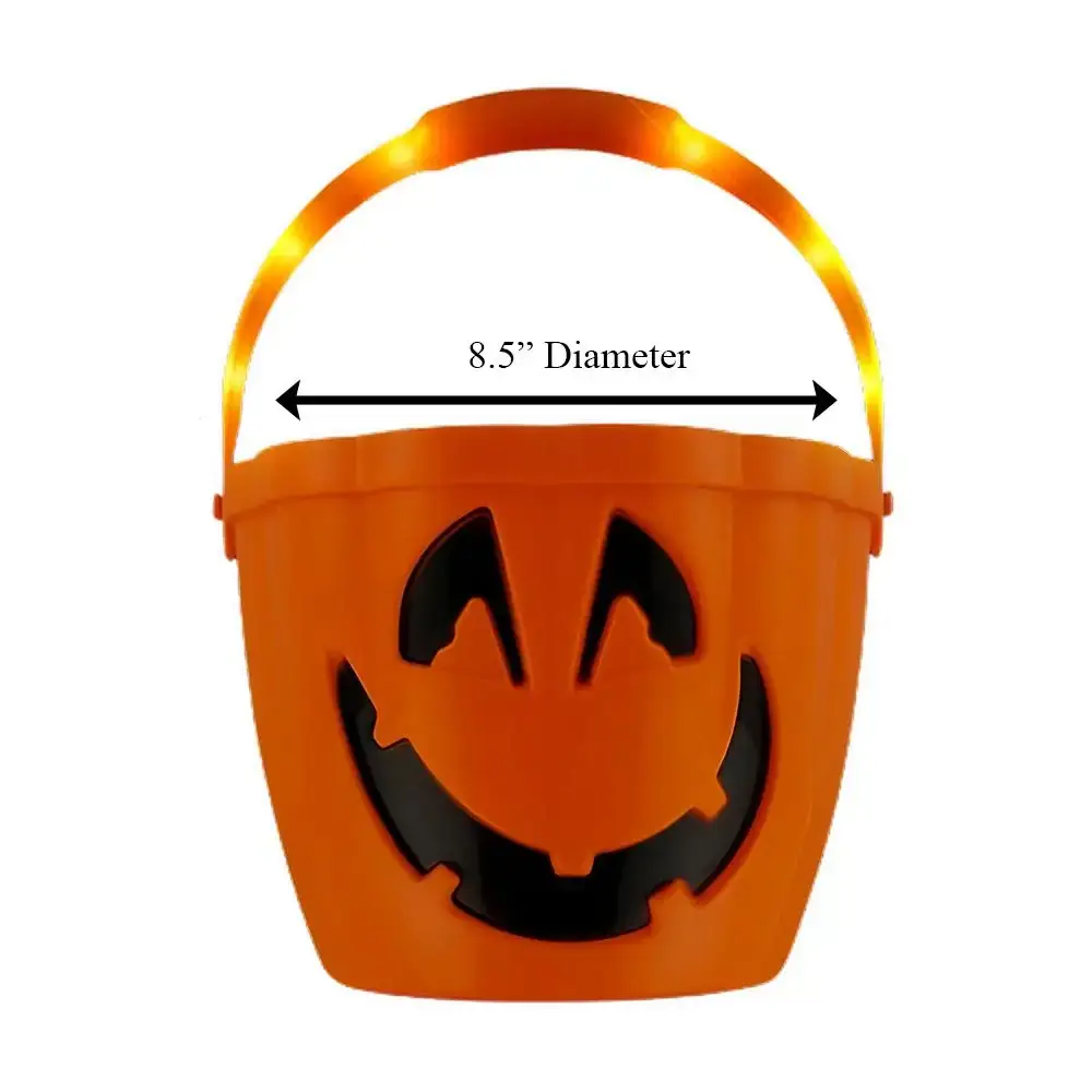 Blinkee.com, LLC - Vente Seau – enfant - Seau à bonbons Pumpkin Jack O Lantern avec poignée clignotante2