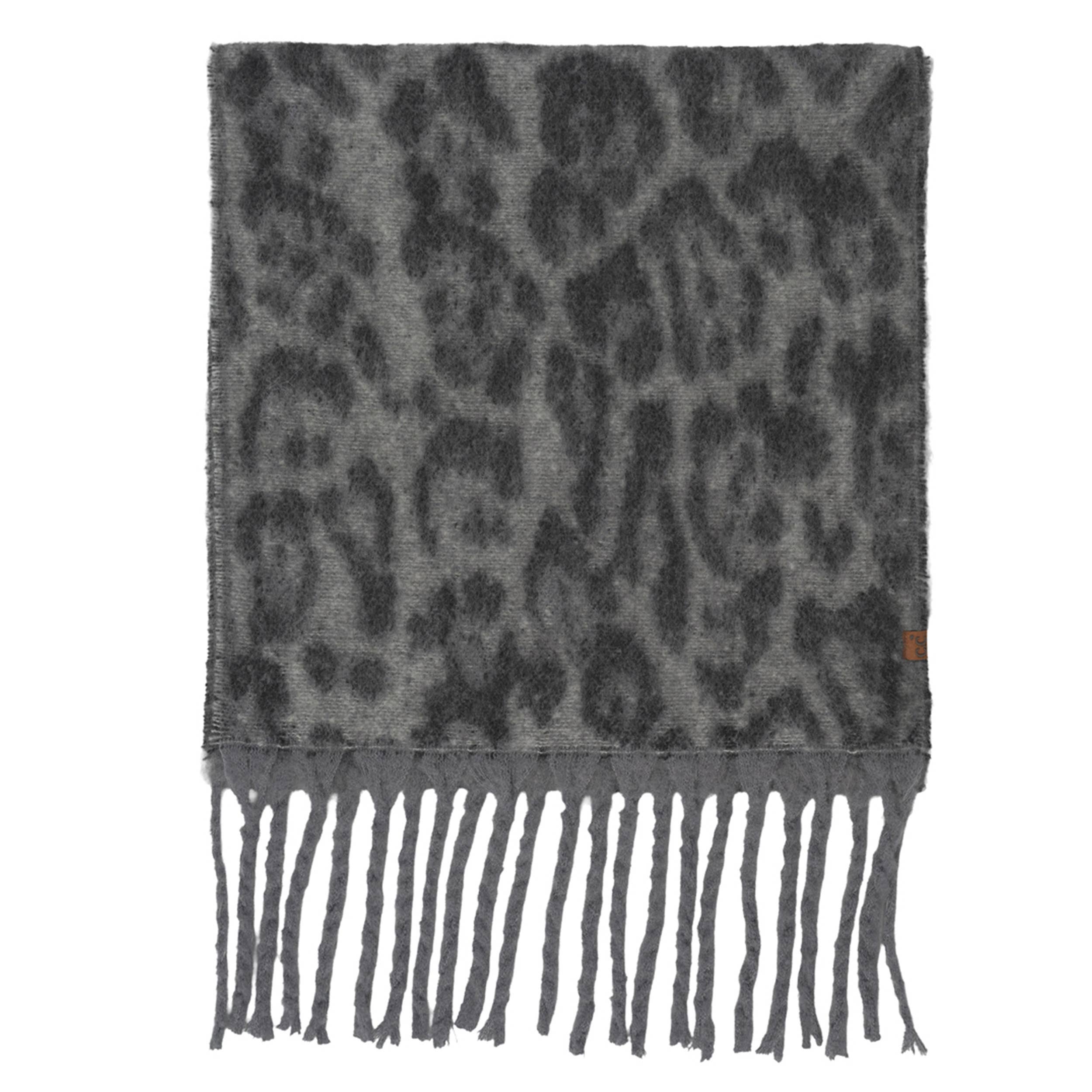 Hana - Wholesale Scarf - Women's - C.C Woven Leopard Pattern Print with Fringe Scarf2