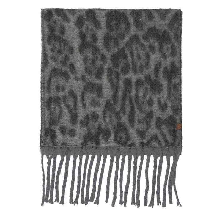Hana - Wholesale Scarf - Women's - C.C Woven Leopard Pattern Print with Fringe Scarf2