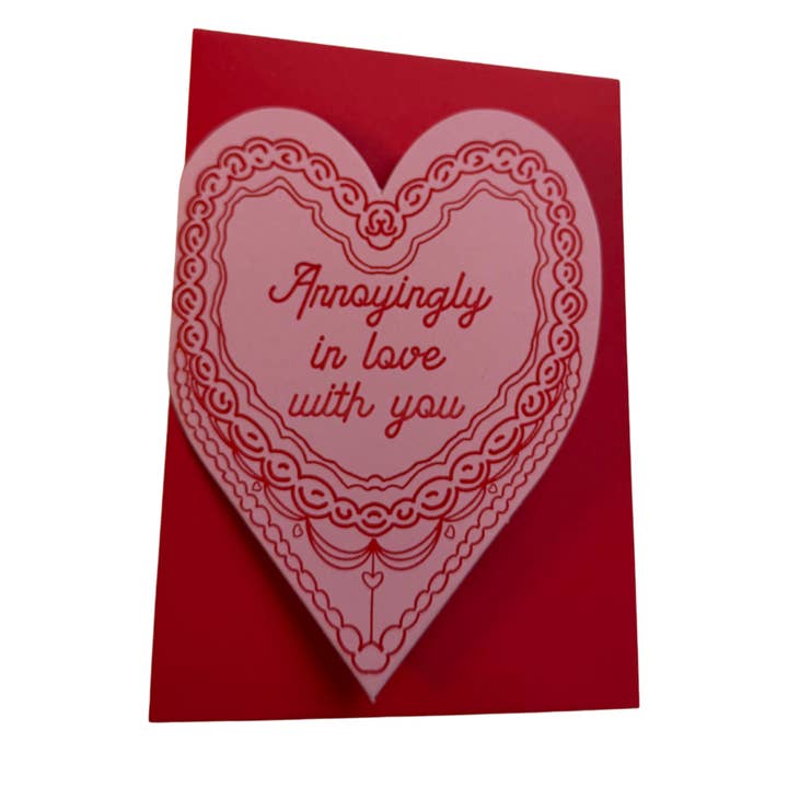 Annoyingly in love with you heart cake Valentines card for wholesale by soch and co
