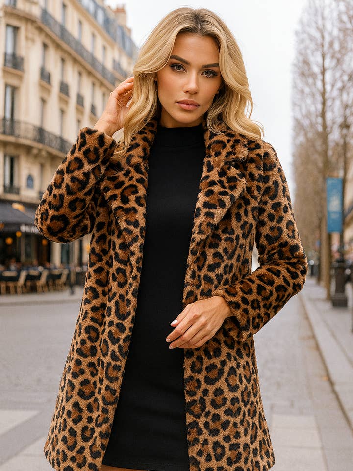 8806 Leopard Glam Faux Fur Coat for wholesale by LTX Sportswear