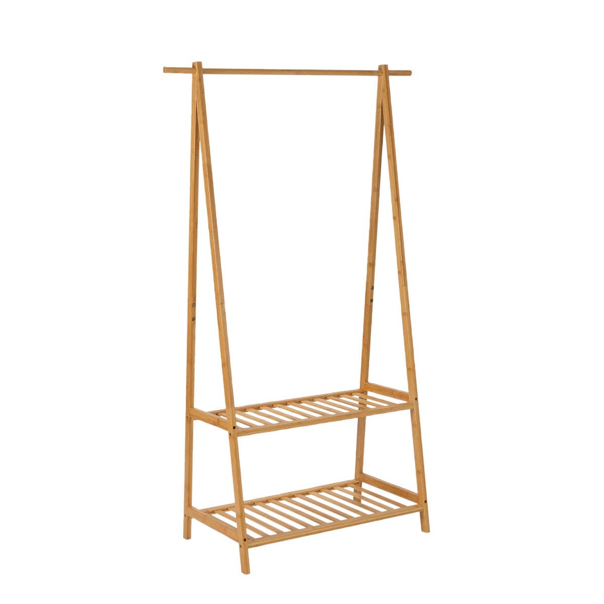 Andrea House – wholesale Klädhängare – Klädställ i bambu med hyllor1