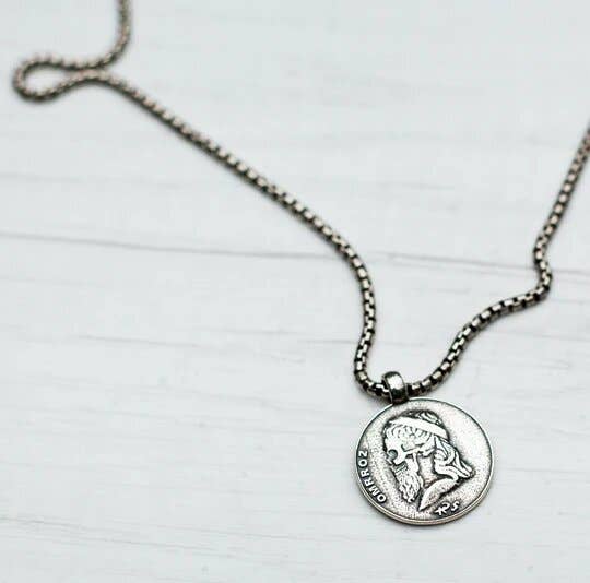 DEGS & SAL - Wholesale Pendant/Charm Necklace - Sterling Silver Ancient Greek Skull Coin Necklace3