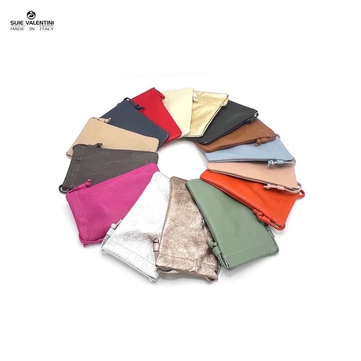 Suie Valentini srl - Wholesale Crossbody Bag - Women's - Genuine leather crossbody phone bag, Made in Italy, art. 11262812