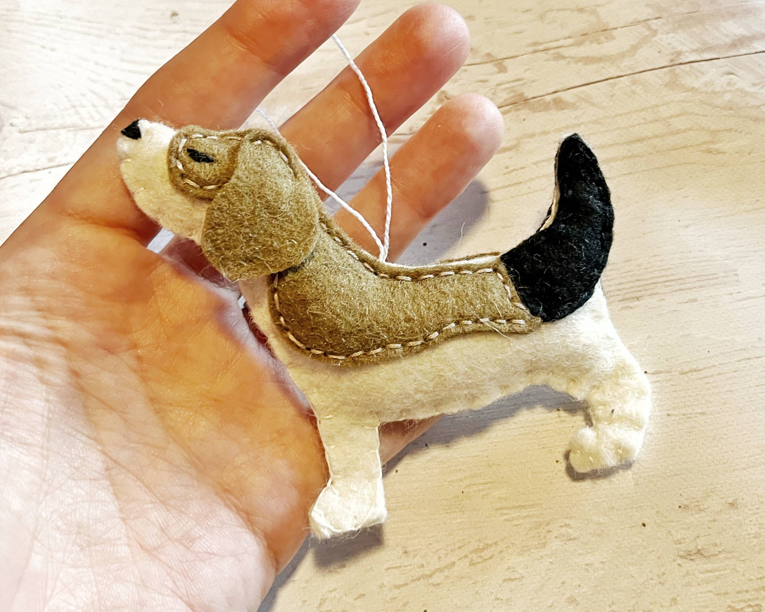 Grab a Coffee - Wholesale Ornament - Felt beagle ornament - dog memorial gift0