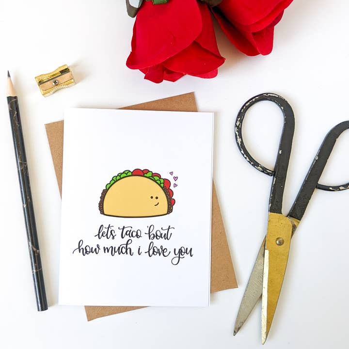 Real Happy Designs - Vente Cartes de déclaration d'amour - Carte d'amour Let's Taco Bout