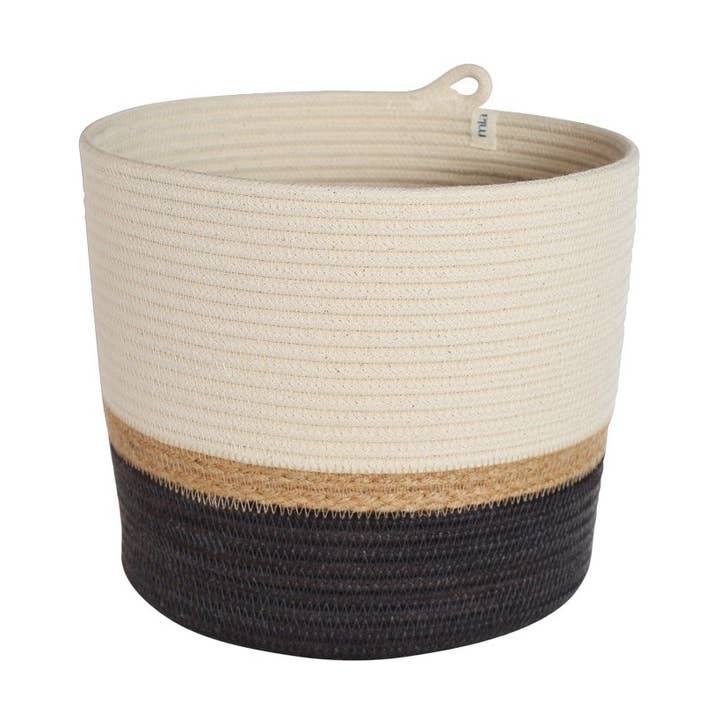Cylinder Basket - Jute and Charcoal for wholesale by Mia Mélange