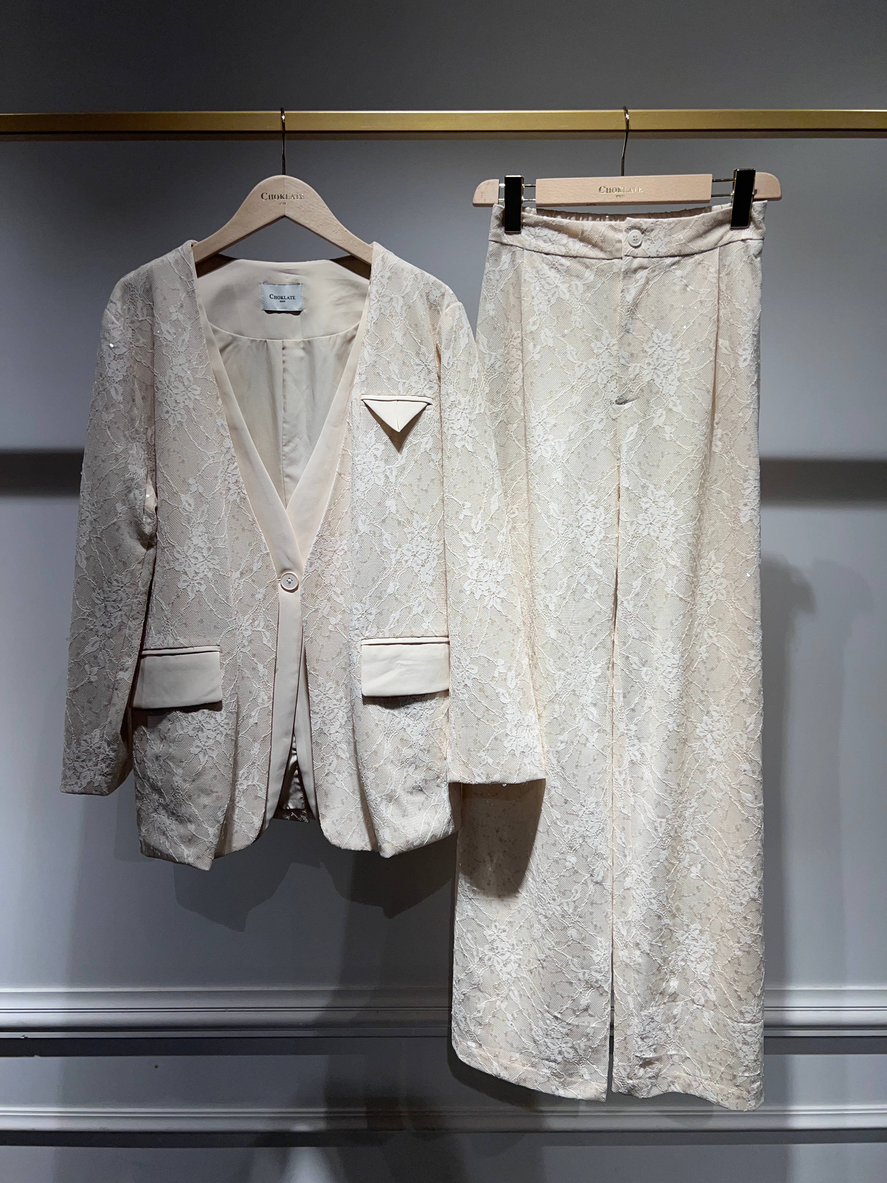 nudo Pantaloni sartoriali in pizzo con micro-paillettes - CK08369 in vendita all'ingrosso su Faire4