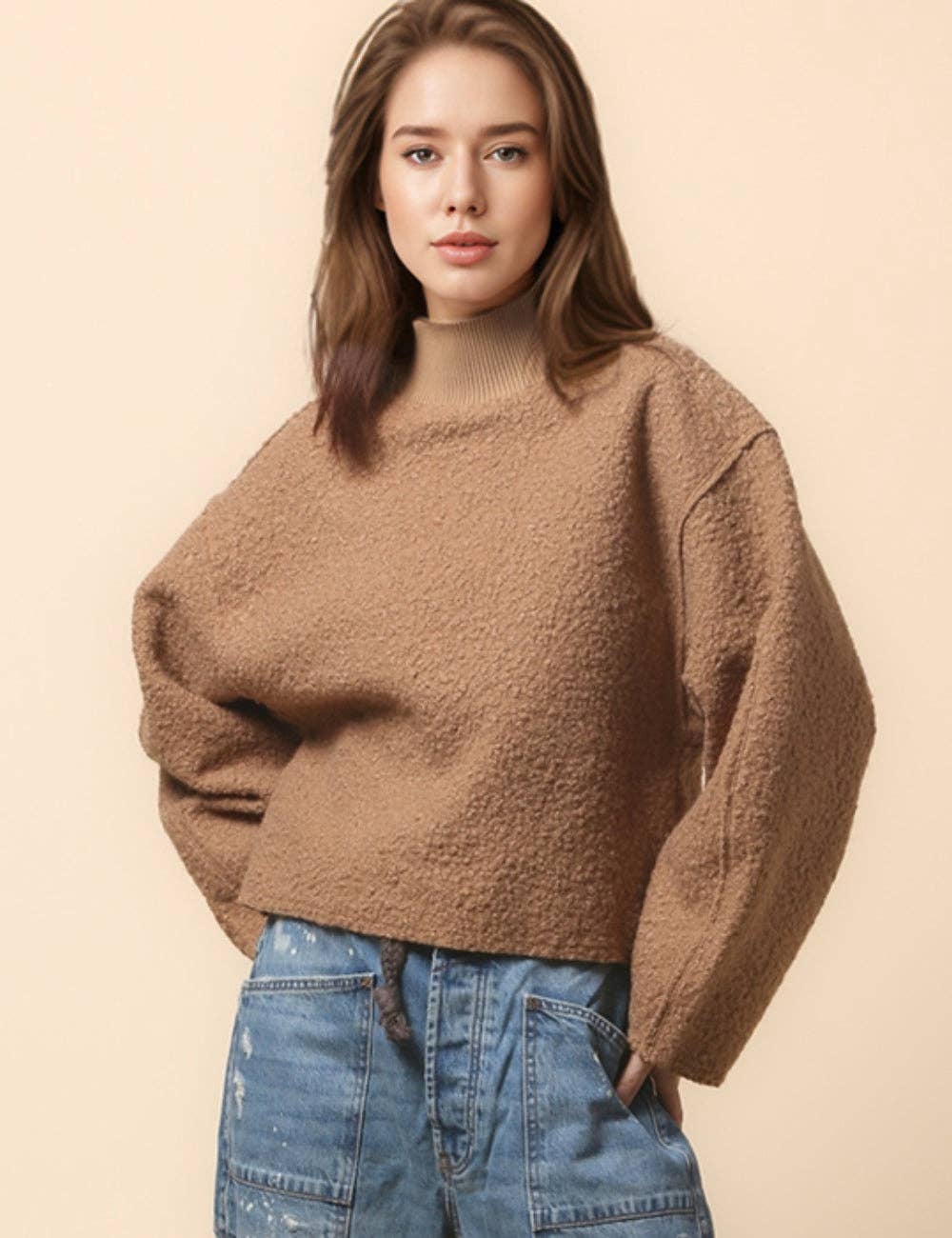 Sweetkama - Wholesale Fleece - Women's - Ladies Fleece Turtle Neck Pullover Top SKT465414