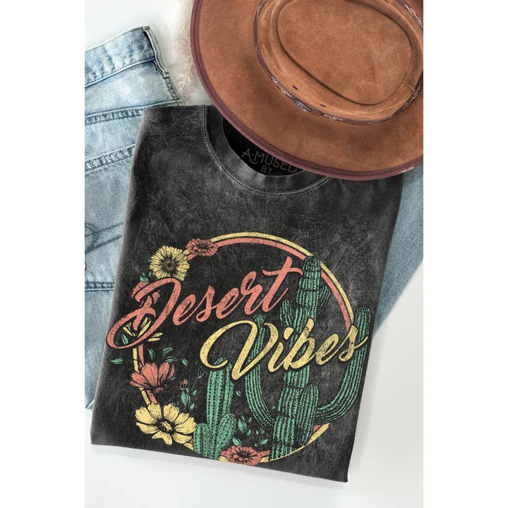 Amused by Blue - Wholesale Screen Printed T-Shirt - Women's - Desert Vibes - Mineral Wash