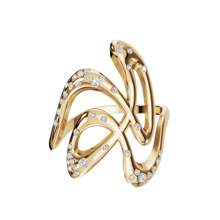 Unique Diamond Ring, 14k Gold Diamond Half Eternity Ring for wholesale by PureYou Jewelry