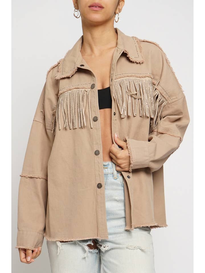 FRINGED DENIM JACKET for wholesale by Sans Souci