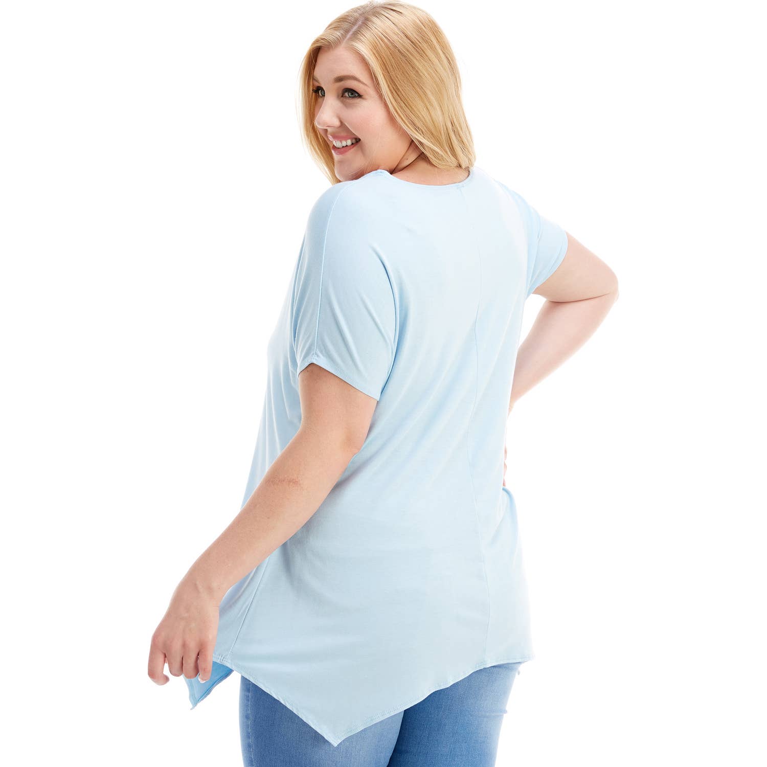 Azules Clothing - Wholesale Tunic - Women's - ATP-2307RSX Plus Size Asymmetric Short Sleeve Tunic0