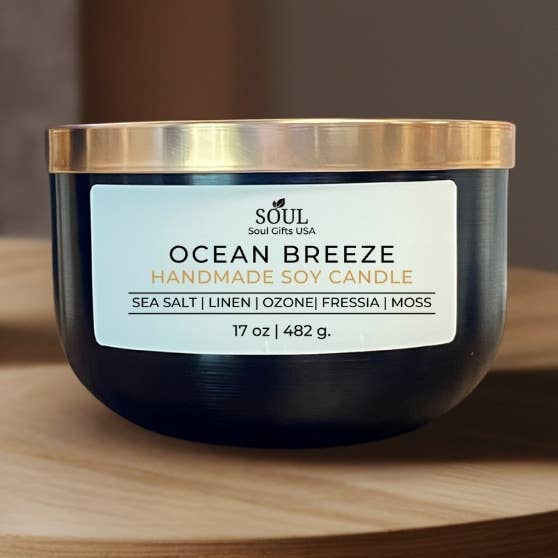 Luxury Soy Candle with Petals on Top and Gold Lid for wholesale by Soul Gifts USA