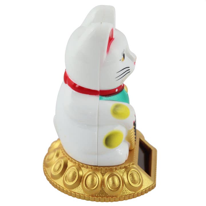 Tribal Trade GmbH - Wholesale Decorative Figurine - Lucky cat Maneki-neko waving cat solar round 8cm white1