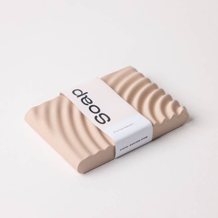 Portasapone naturale, a base di legno, senza plastica, ondulato  per la vendita all'ingrosso da parte di Copo Design