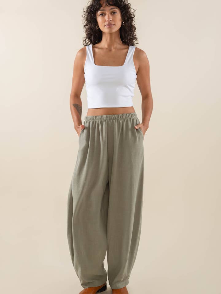 NLT - Wholesale Pants - Women's - Long Linen Lantern Pant1