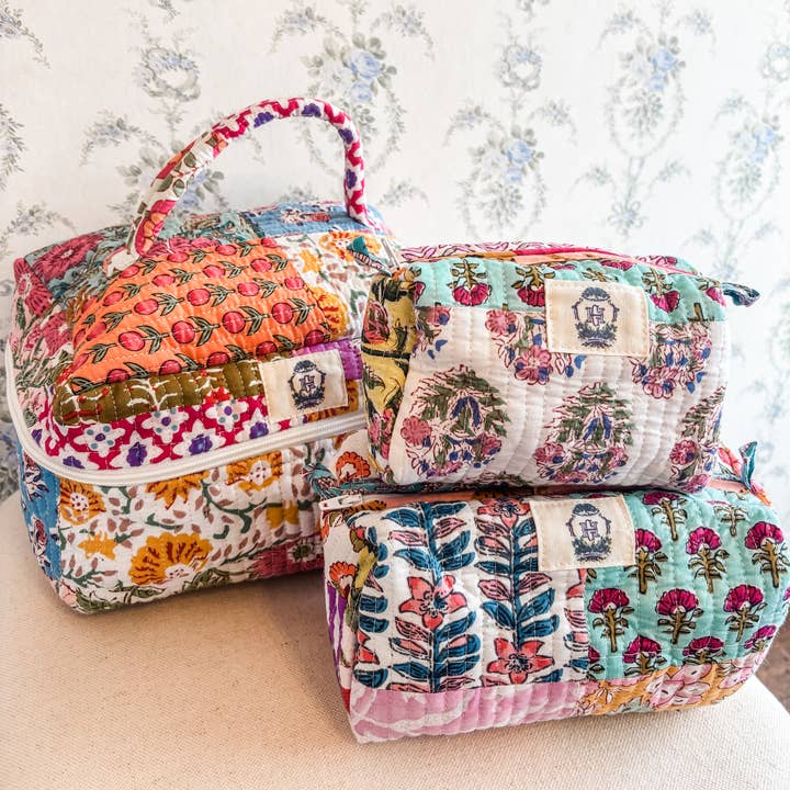 Heart of Grace - Wholesale Makeup/Cosmetic Bag - Wildflower Patch | Quilted Cosmetic Bags-set of 3