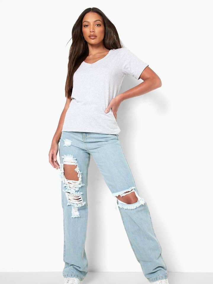 J5FASHION – wholesale T-shirt – women's – BASIC V NECK TEE3