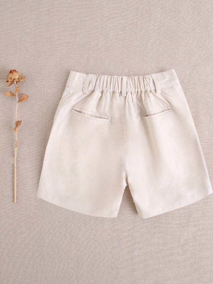Dadati - Wholesale Suit - Kids - Light mottled brown linen boy's Bermuda shorts