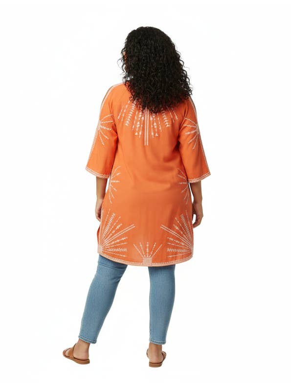 PLUS SIZE PEACH KEZIA EMBROIDERED DRESS for wholesale on Faire1