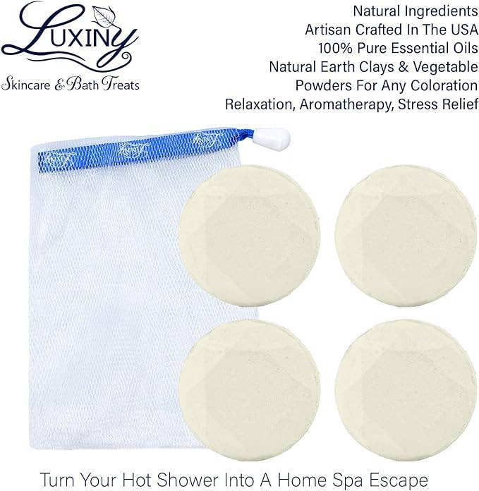 Luxiny Products - Luxurious Bath and Body - Vendita all'ingrosso Bombe/Compresse vaporizzanti da doccia - Vaporizzatori per doccia | Olio essenziale | Confezione da quattro | Regalo per la cura personale8