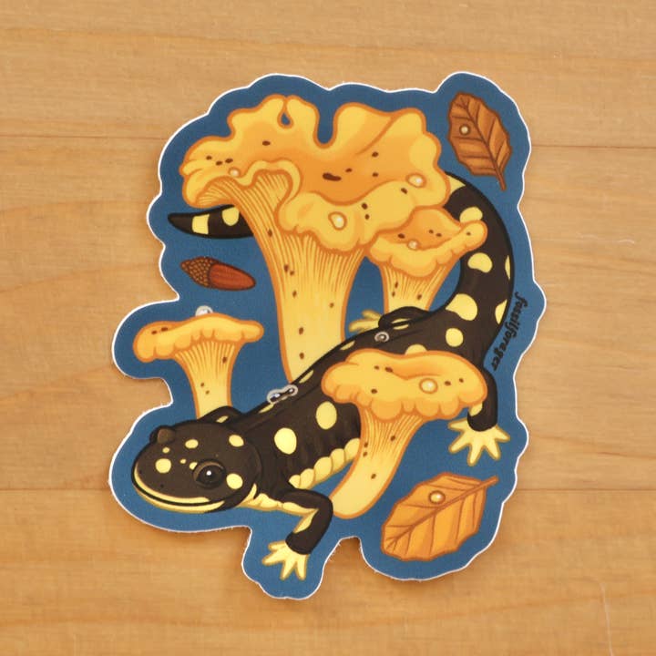 Chanterelles & Tiger Salamander Sticker for wholesale by Fossil Forager