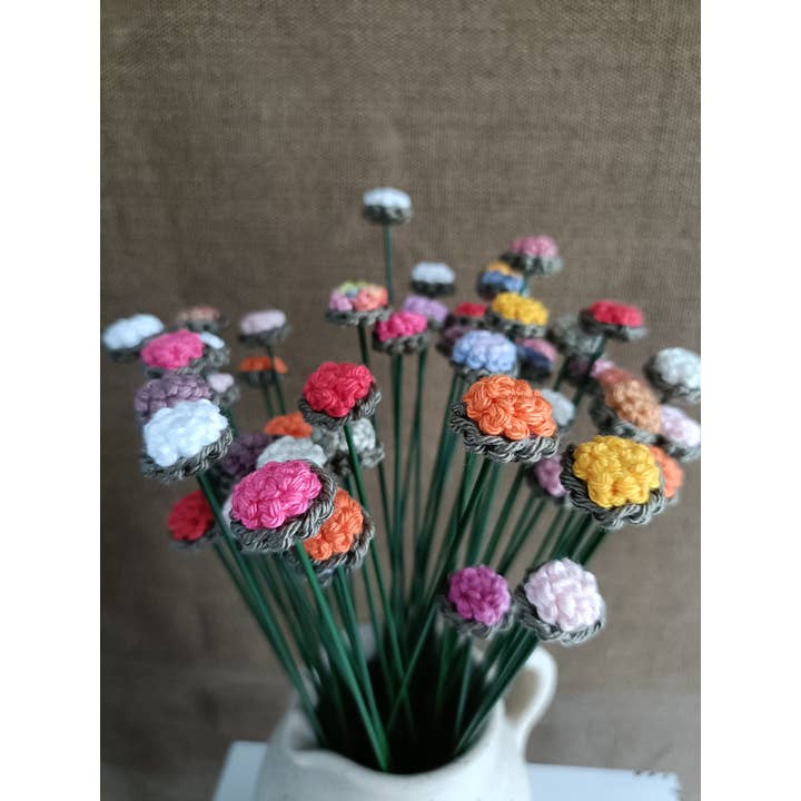 Knuffelsenzo – Großhandel Künstliche Blumen – Blumenknopf aus gehäkeltem Draht2