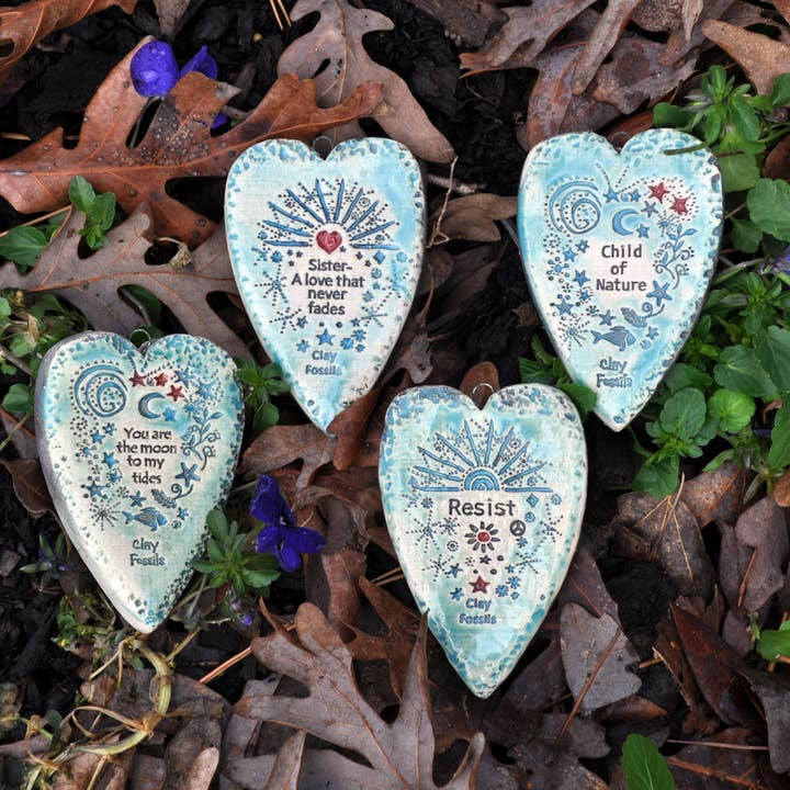 Clay Fossils - Wholesale Ornament - Soul Sister, year round ornament, handmade pottery, usa