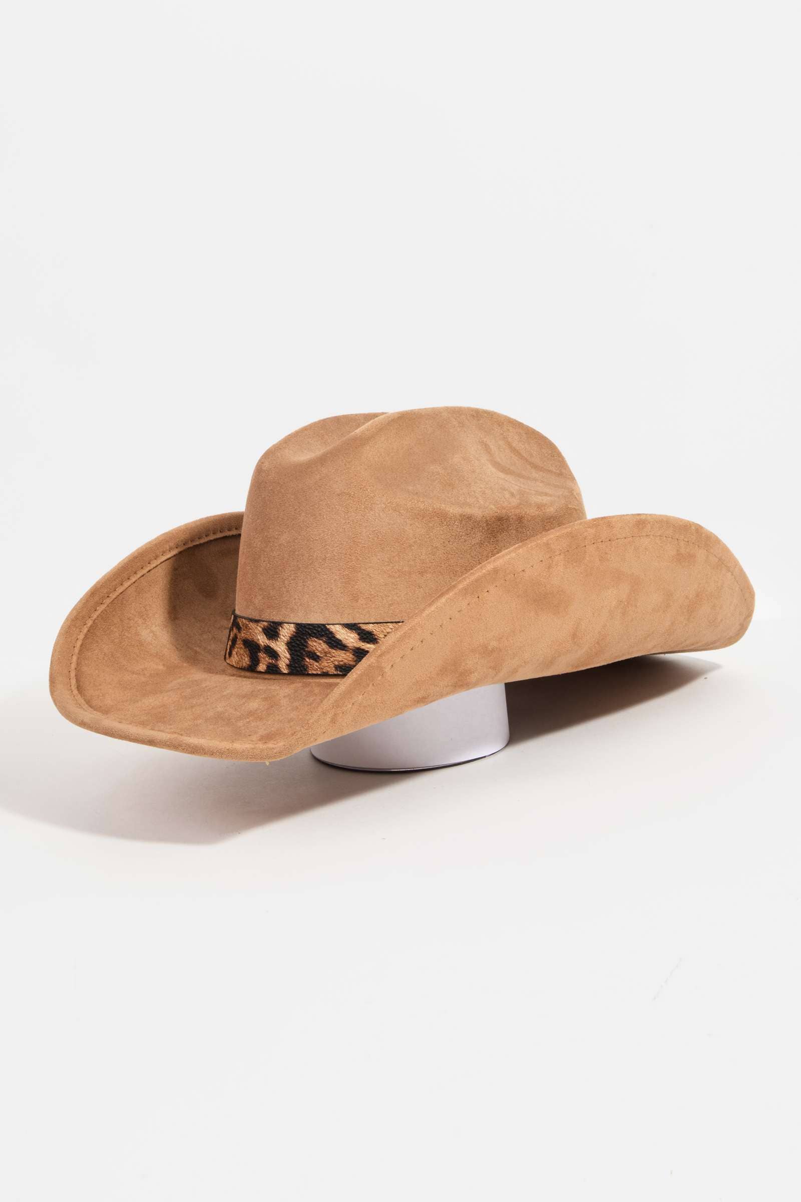 anbfashion – wholesale Fedora – Women’s – LEOPARD PRINT BAND FAUX SUEDE COWBOY FEDORA HAT 261