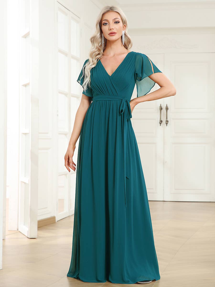 Ever-Pretty - Vente Robe – femme - Robes de soirée à volants à manches courtes exclusives B2B91