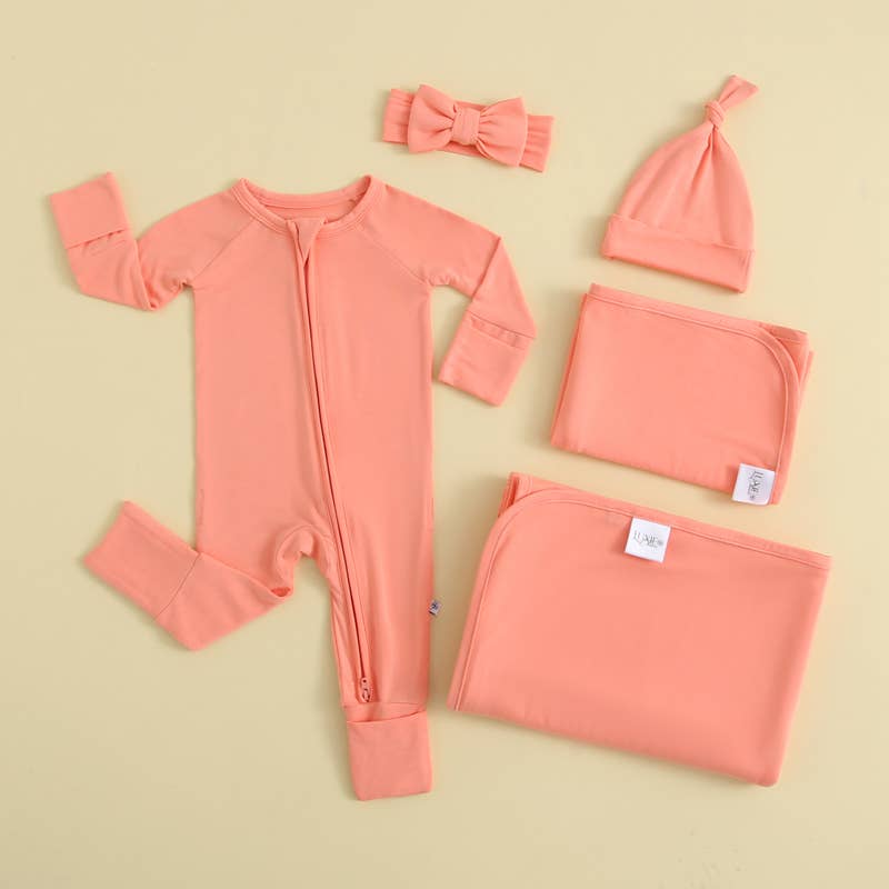 Luxie Charm - Wholesale Bodysuit (Footed) - Baby - Joyful Coral Zippered Romper I NICU I Convertible Footie8