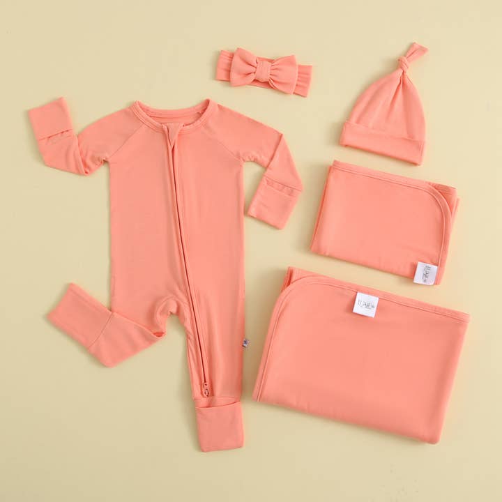 Luxie Charm - Wholesale Bodysuit (Footed) - Baby - Joyful Coral Zippered Romper I NICU I Convertible Footie8