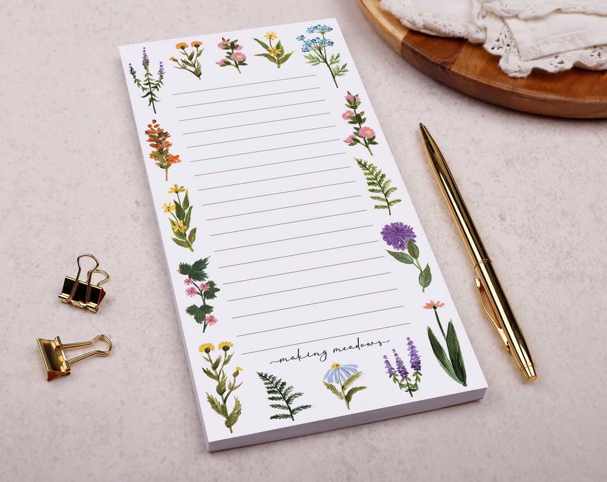 Making Meadows Ltd - Vendita all'ingrosso Bloc notes - Blocco note con lista cose da fare | Cartoleria | Blocco floreale Meadows1