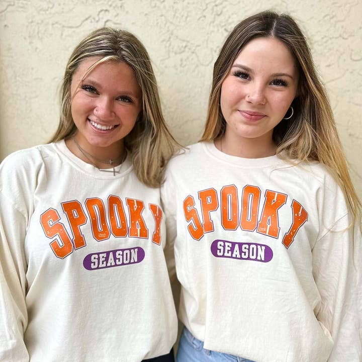 T-shirt graphique d'automne, col rond Varsity Preppy Spooky pour la vente par Bash House