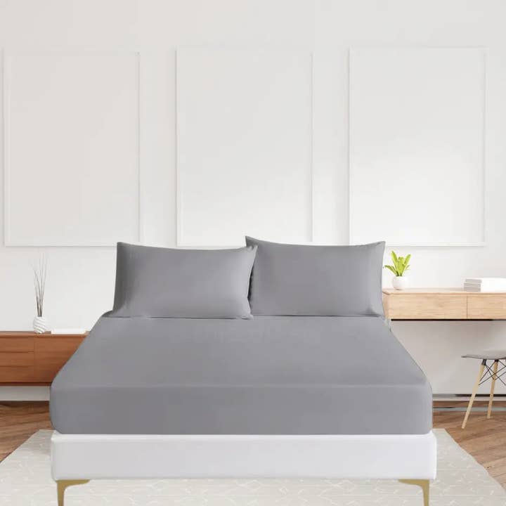 The Fitted Sheets – wholesale Fitted sheets – Grey Microfiber fitted sheet 10 Inches Deep 100% Polyester1