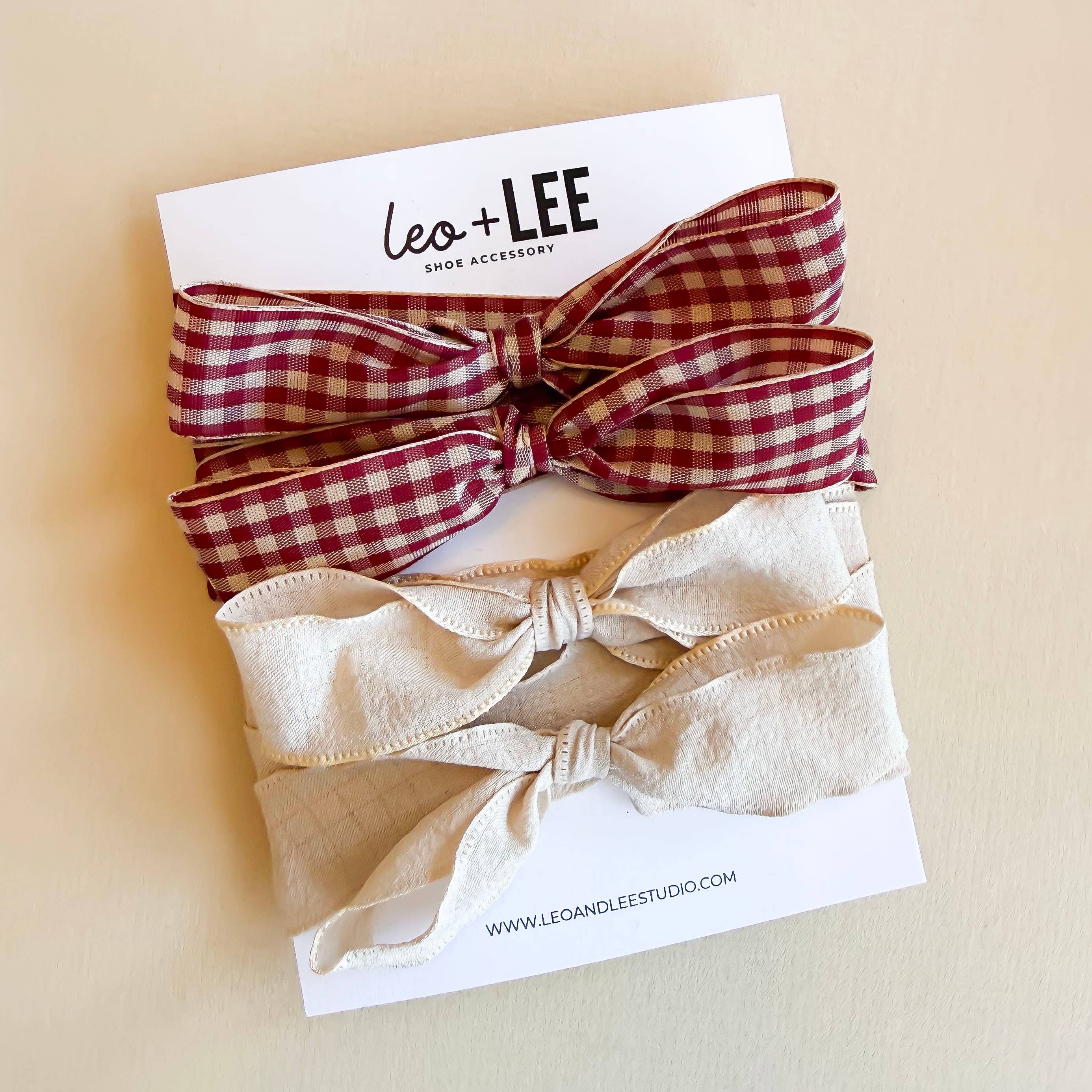 Leo & Lee Studio - Wholesale Shoelaces - Women's -  Gingham Shoe Lace Sets– Ribbon Bow Shoe Accessories29
