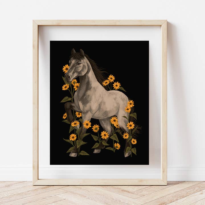 Sunflower Horse Painting, Sunflower Field Horse Wall Art for wholesale by Cailee Corbett