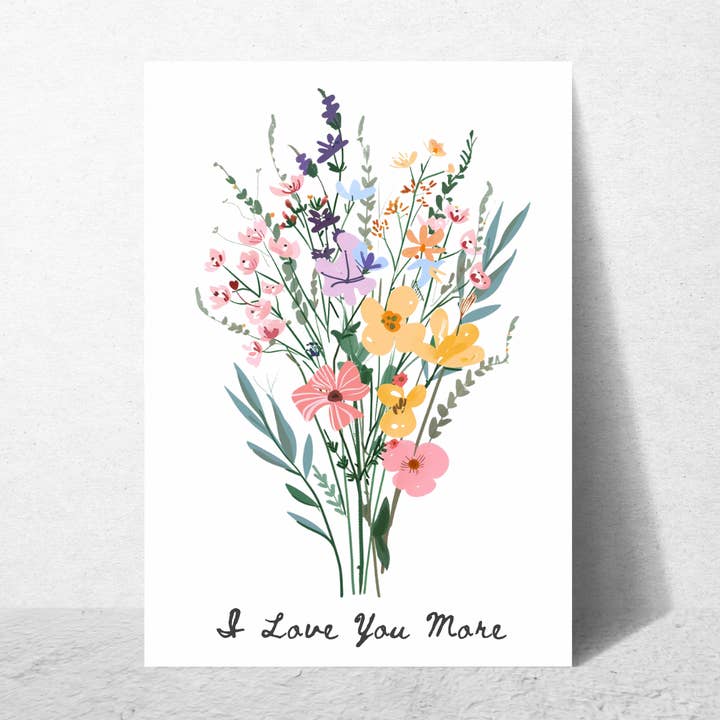 I Love You More Flowers - Love Card for wholesale by 9th Letter Press