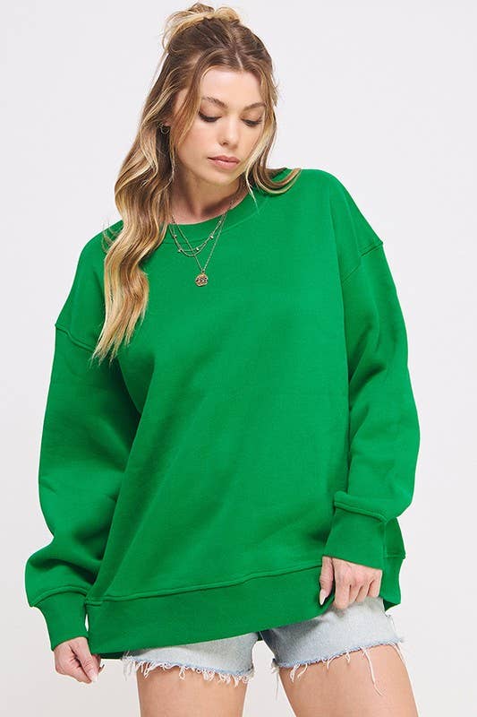 JADE BY JANE - Vendita all'ingrosso Felpa - Donna - Felpa oversize a maniche lunghe con scollo rotondo tinta unita12