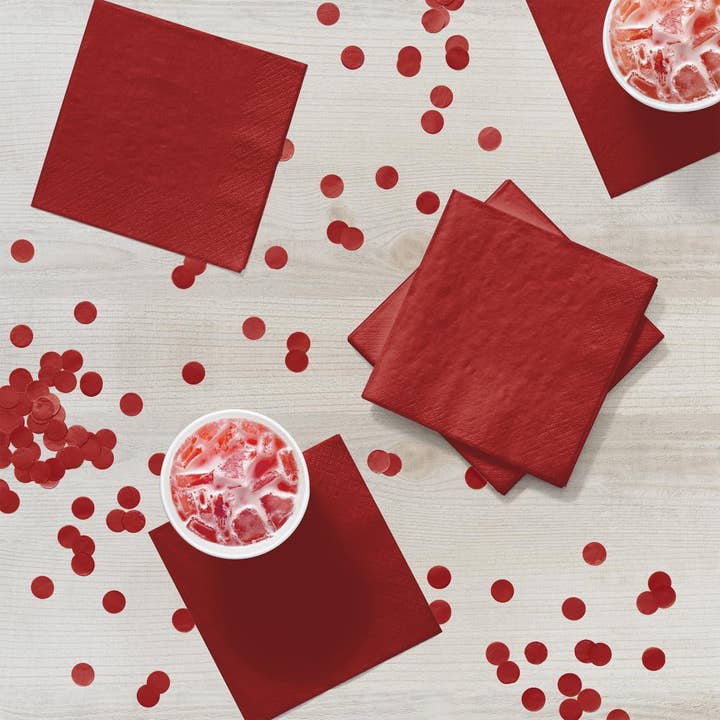 Bulk Party Decor - Wholesale Disposable Napkin - Classic Red Value Friendly Beverage Napkins, 20/Pkg2