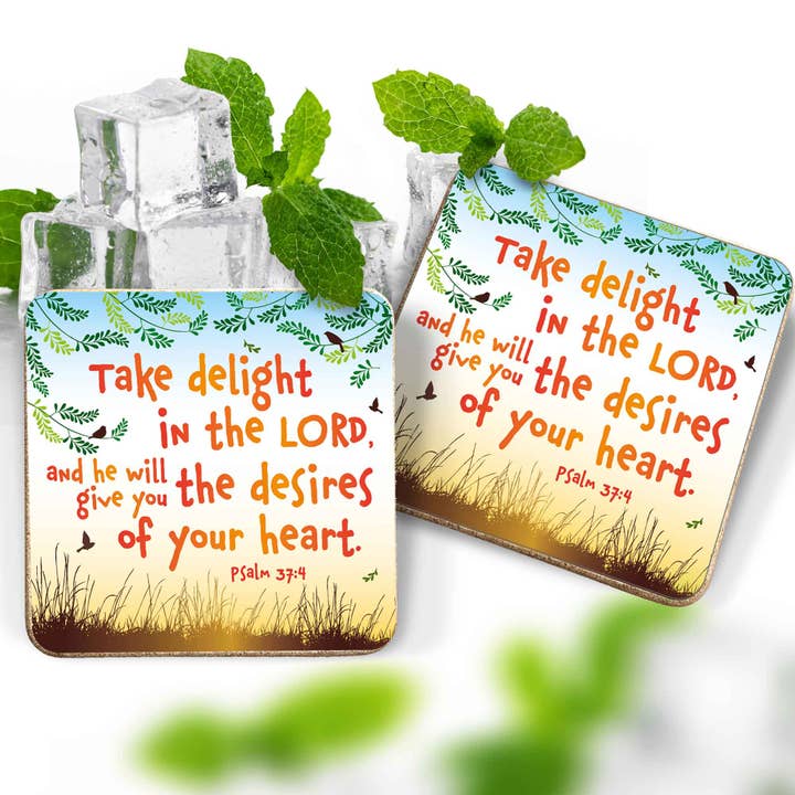 Just Cards Direct - Wholesale Coasters - Take Delight in the Lord - Christian Coaster