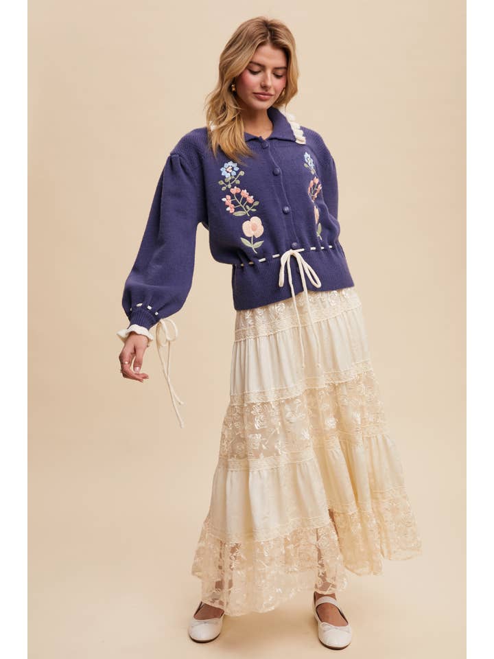 Listicle - Vendita all'ingrosso Cardigan - Donna - Cardigan Maglione Ricamato a Fiori31