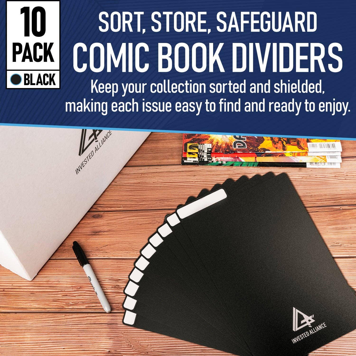 Invested Alliance LLC - Wholesale Binder - Black Comic Book Dividers - 10 Pack1